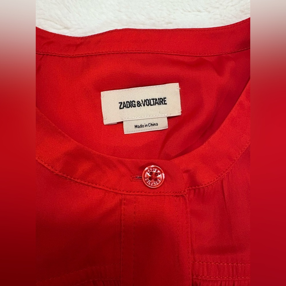 Zadig & Voltaire Tigy Satin Women Blouse Red Size M - Picture 9 of 11